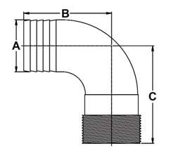 00HN50E 90 Degree Bronze Pipe to Hose Adapters - Propeller Depot